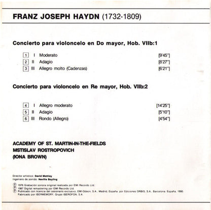 CD - Haydn* : Rostropovich*, Academy Of St. Martin In The Fields* – Conciertos Para Violoncelo Y Orquesta - USADO