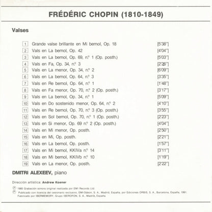 CD - Frédéric Chopin, Dmitri Alexeev – Chopin: Valses - USADO
