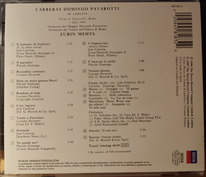 CD - Carreras*, Domingo*, Pavarotti* In Concert Mehta* – Carreras Domingo Pavarotti - In Concert Mehta - USADO