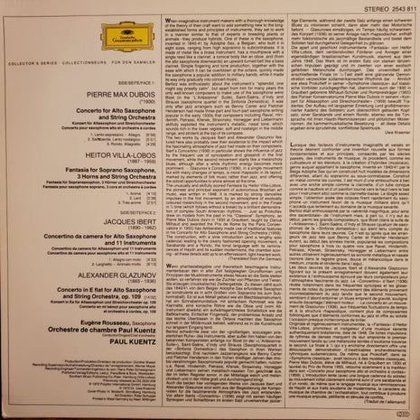 LP VINYL - Dubois* • Villa-Lobos* • Ibert* • Glasunow* - Eugène Rousseau* • Orchestre De Chambre Paul Kuentz – Saxophone Concertos - USADO