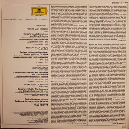 LP VINYL - Dubois* • Villa-Lobos* • Ibert* • Glasunow* - Eugène Rousseau* • Orchestre De Chambre Paul Kuentz – Saxophone Concertos - USADO