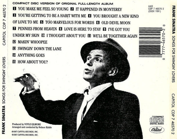CD - Frank Sinatra – Songs For Swingin' Lovers! - USADO