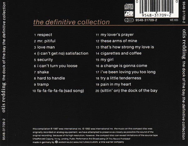 CD - Otis Redding – The Dock Of The Bay - The Definitive Collection - USADO