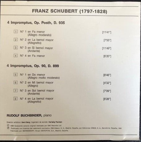 CD - Schubert*, Buchbinder* – 4 Impromptus, Op. Posth., D. 935 / 4 Impromptus, Op. 90, D. 899 - USADO