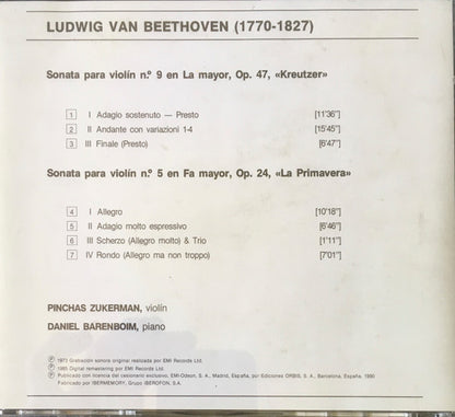 CD - Ludwig van Beethoven, Pinchas Zukerman, Daniel Barenboim – Sonatas Para Violín - USADO