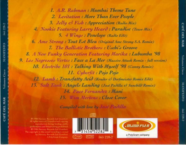 CD - José Padilla – Café Del Mar (Volumen Cinco) - USADO
