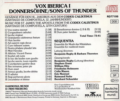 CD - Sequentia (2) – Vox Iberica I - Donnersöhne / Sons Of Thunder - USADO