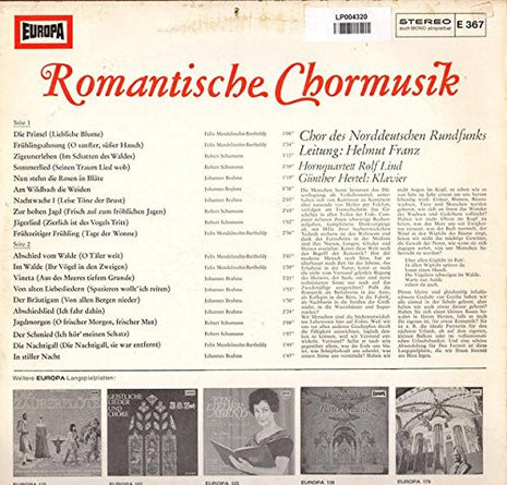LP VINYL - Chor Des Norddeutschen Rundfunks*, Helmut Franz, Hornquartett Rolf Lind, Günther Hertel* – Romantische Chormusik - USADO