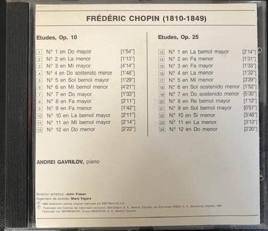 CD - Chopin*, Gavrilov* – Etudes, Op. 10, Etudes Op. 25 - USADO