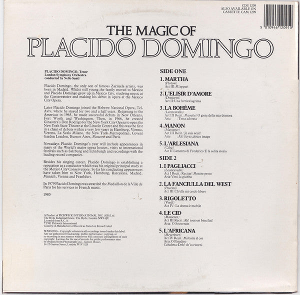 LP VINYL - Placido Domingo With The London Symphony Orchestra* – The Magic Of Placido Domingo - USADO