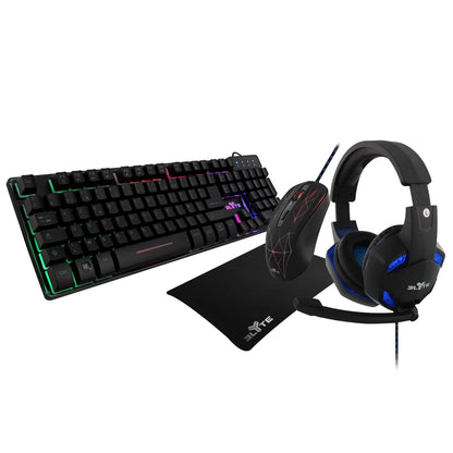 PACK 4 IN 1 ELYTE GAMING , TECLADO PT + RATO + HEADSET + TAPETA - ARTIGO NOVO DE EXPOSIÇÃO