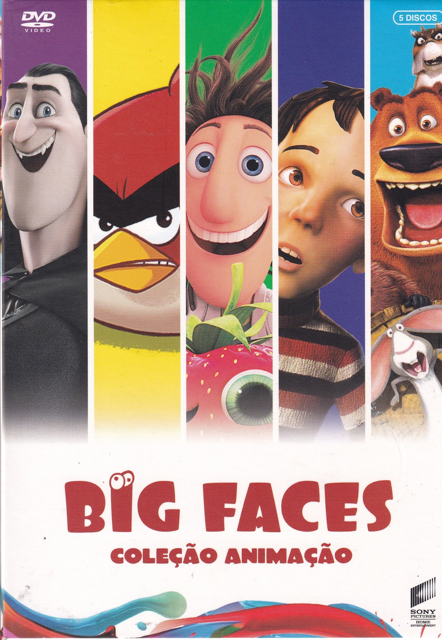 BIG FACES:  COLEÇÃO ANIMAÇÃO (Angry Birds Toons s1 v2; Chovem Almôndegas 2; Hotel Transylvania 2; A Casa Fantasma; Boog & Elliot 3) - USADO