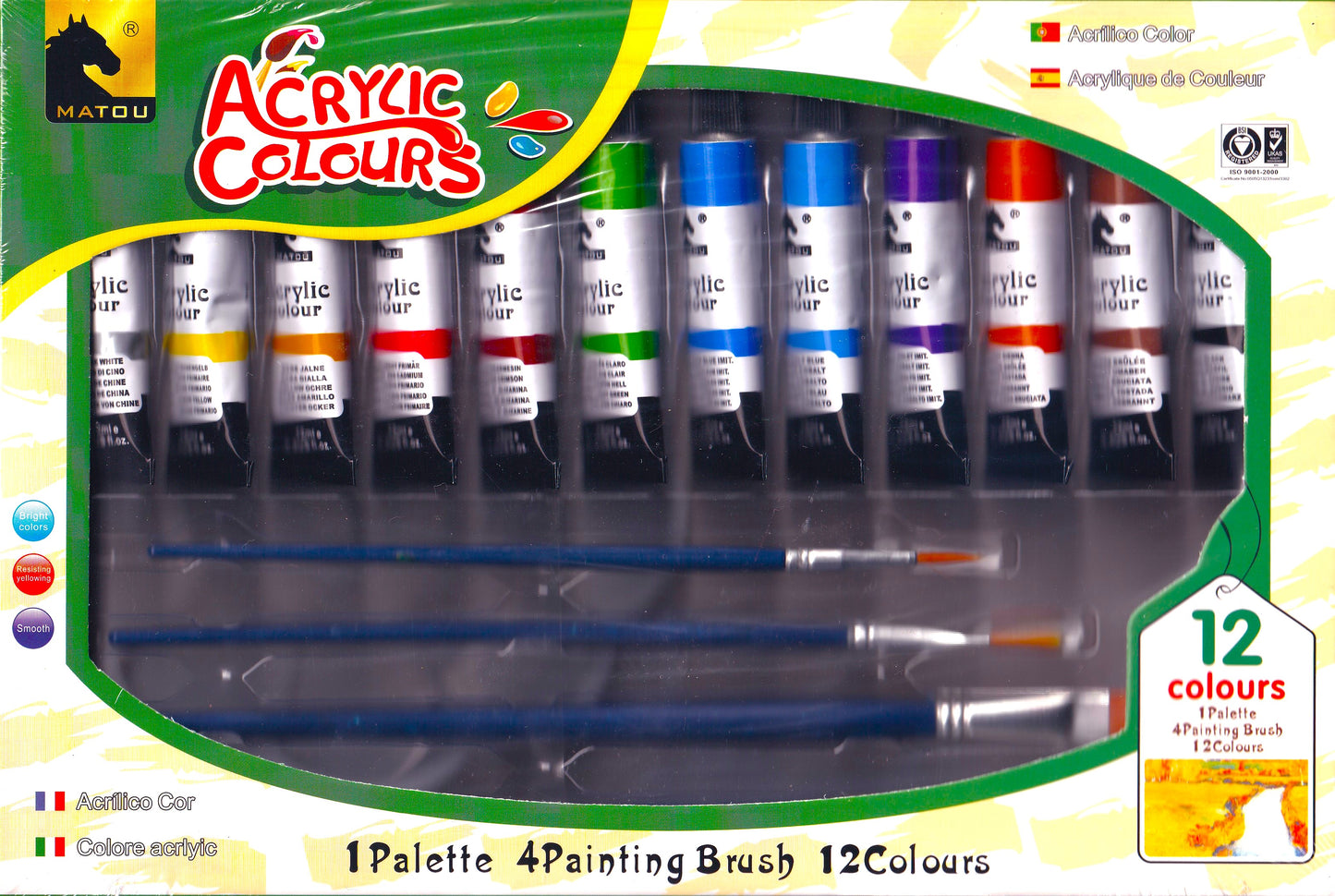 3DPRINT MATOU ACRYLIC COLOURS  12 INK + 4 BRUSH + PALETTE