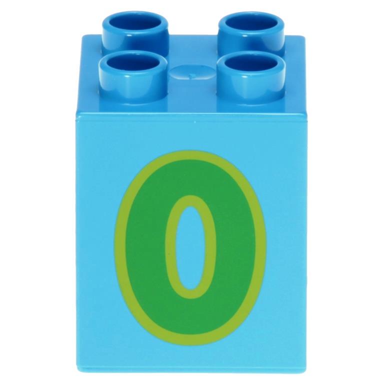 LEGO Duplo - Brick 2 x 2 x 2 Number 0 31110 Dark Azure - USADO
