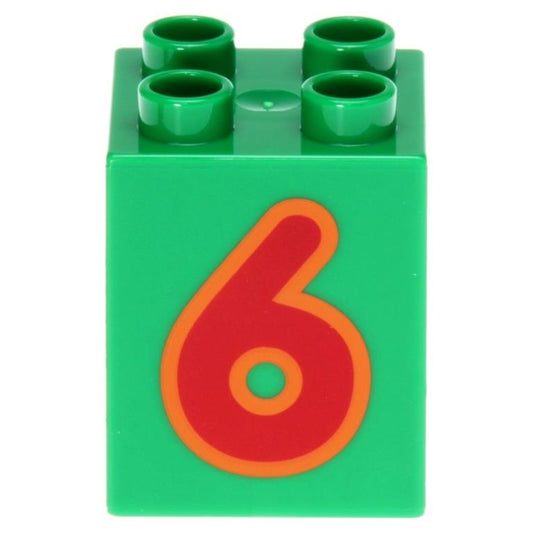 LEGO Duplo Brick 2 x 2 x 2 with '6' (13170) - USADO