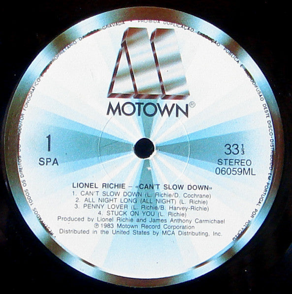 Vinyl LP Lionel Richie ‎– Can't Slow Down - USADO