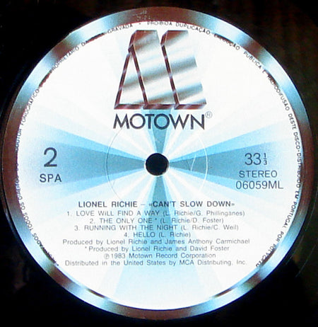 Vinyl LP Lionel Richie ‎– Can't Slow Down - USADO