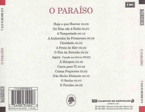 CD Madredeus ‎– O Paraíso - USADO
