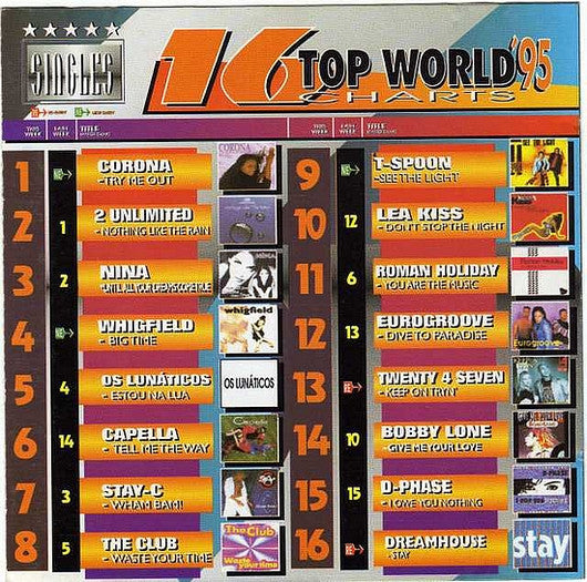 CD Various – 16 Top World Charts '95 - USADO