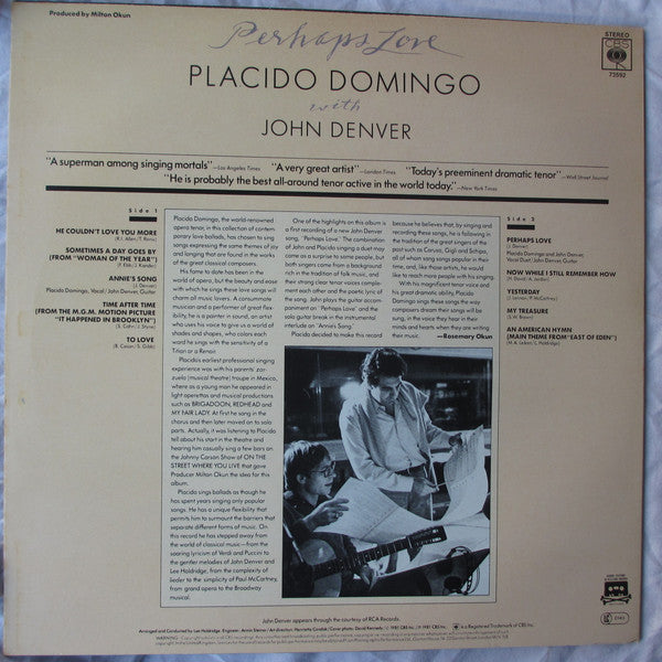 LP Vynil Placido Domingo With John Denver – Perhaps Love