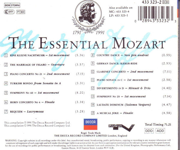 CD Mozart* – The Essential Mozart - Usado