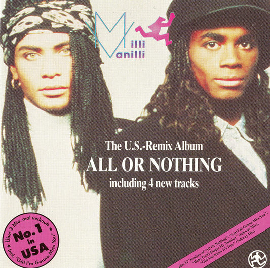 CD Milli Vanilli – All Or Nothing - The U.S. Remix Album - USADO
