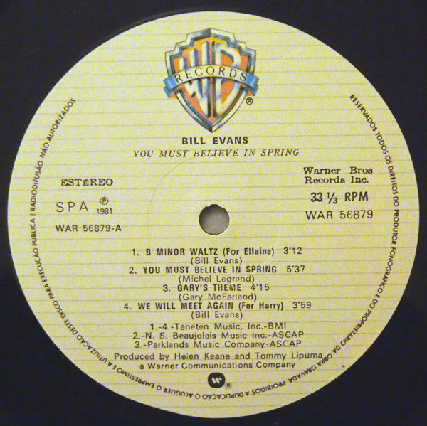 LP VINYL Bill Evans ‎– You Must Believe In Spring