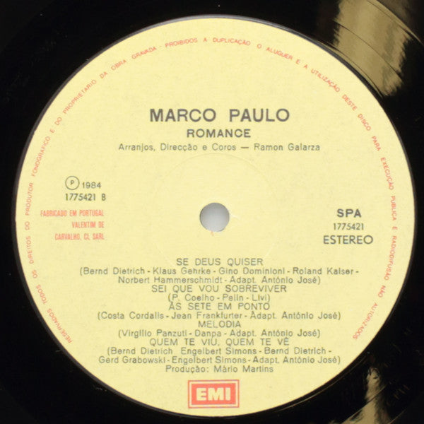 LP Vynil Marco Paulo – Romance (Grade c)