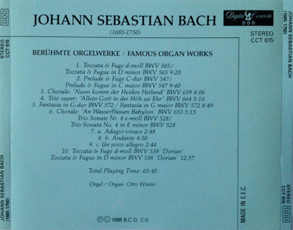 CD Bach* – Famous Organ Works- Usado