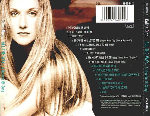 CD Celine Dion ‎– All The Way... A Decade Of Song - USADO