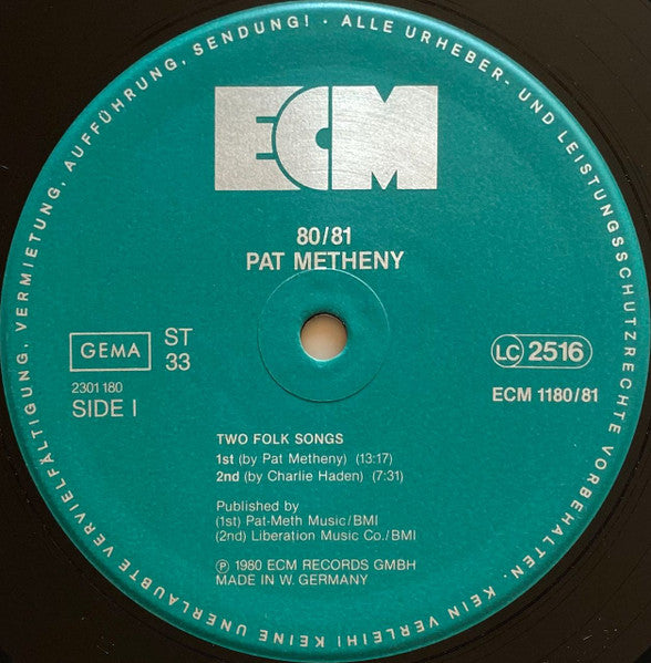 LP vinyl  Pat Metheny, Charlie Haden, Jack DeJohnette, Dewey Redman, Mike Brecker* – 80/81 (2LP) 1980 - USADO