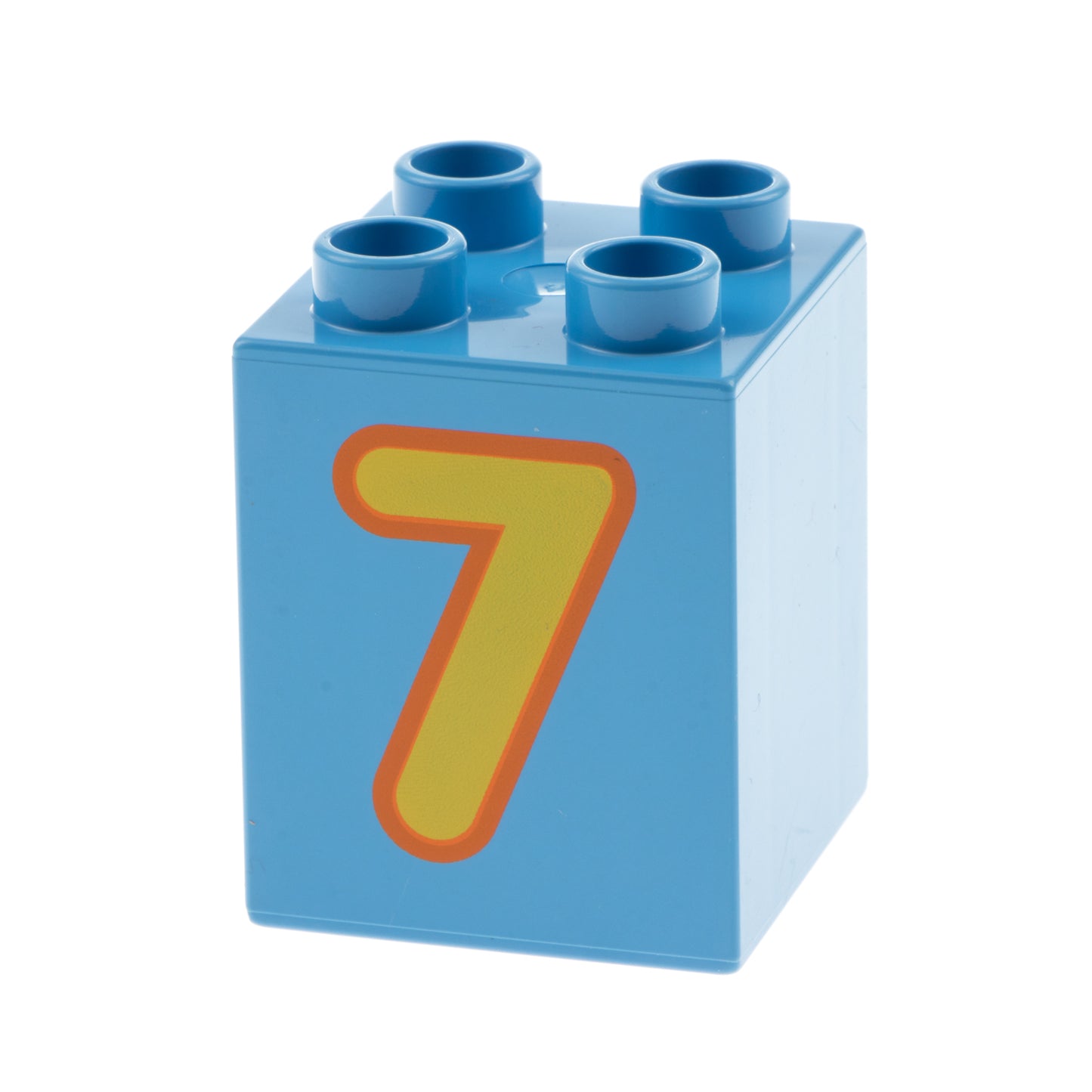 LEGO DUPLO  31110pb079 Medium Blue, Brick 2 x 2 x 2 with Number 7 Yellow Pattern- USADO