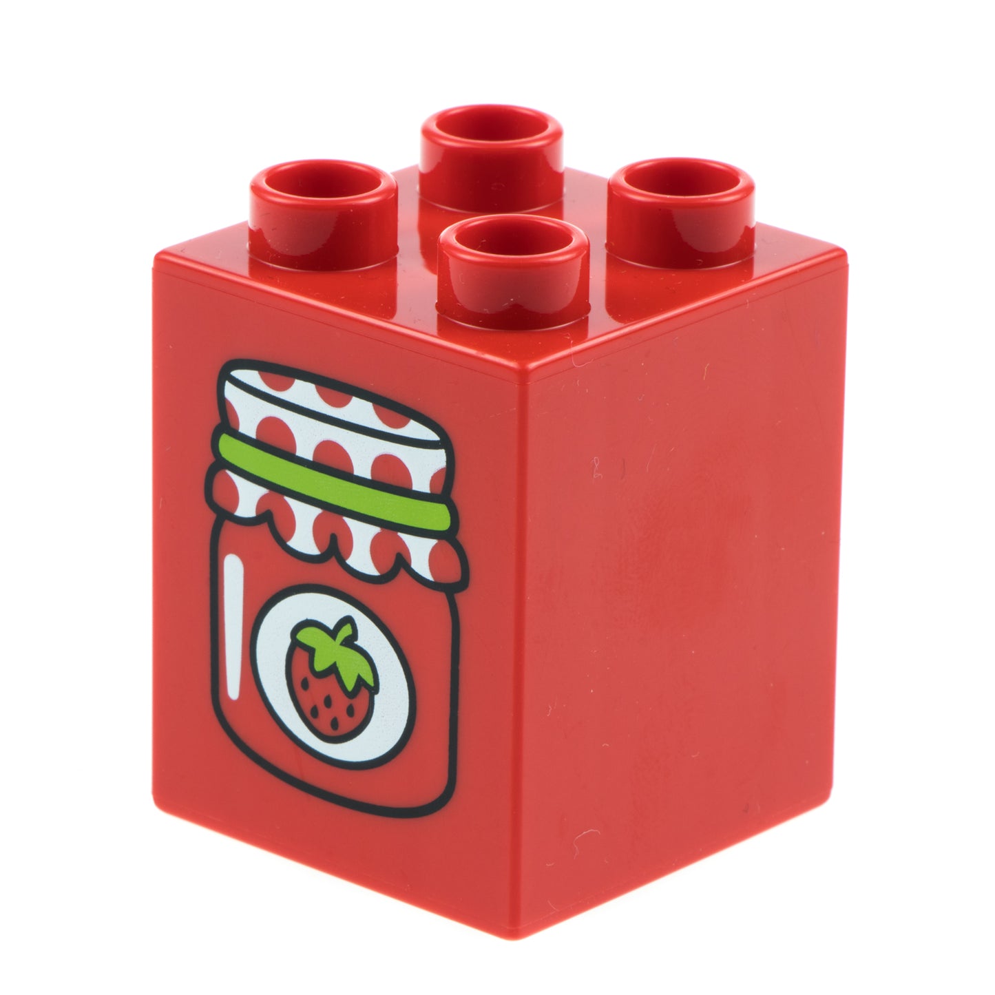 LEGO duplo 31110pr0060 brick 2 x 2 x 2 with Strawberry Jam Jar Print - USADO