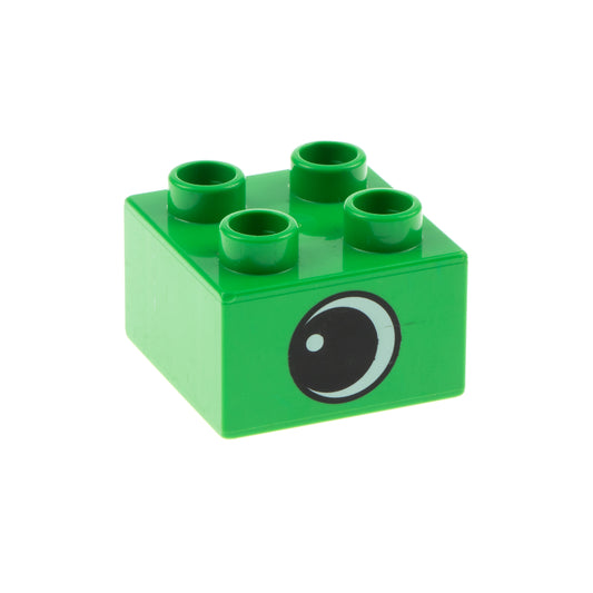 LEGO DUPLO 3437pe1 Brick 2 x 2 bright green with Eye - USADO