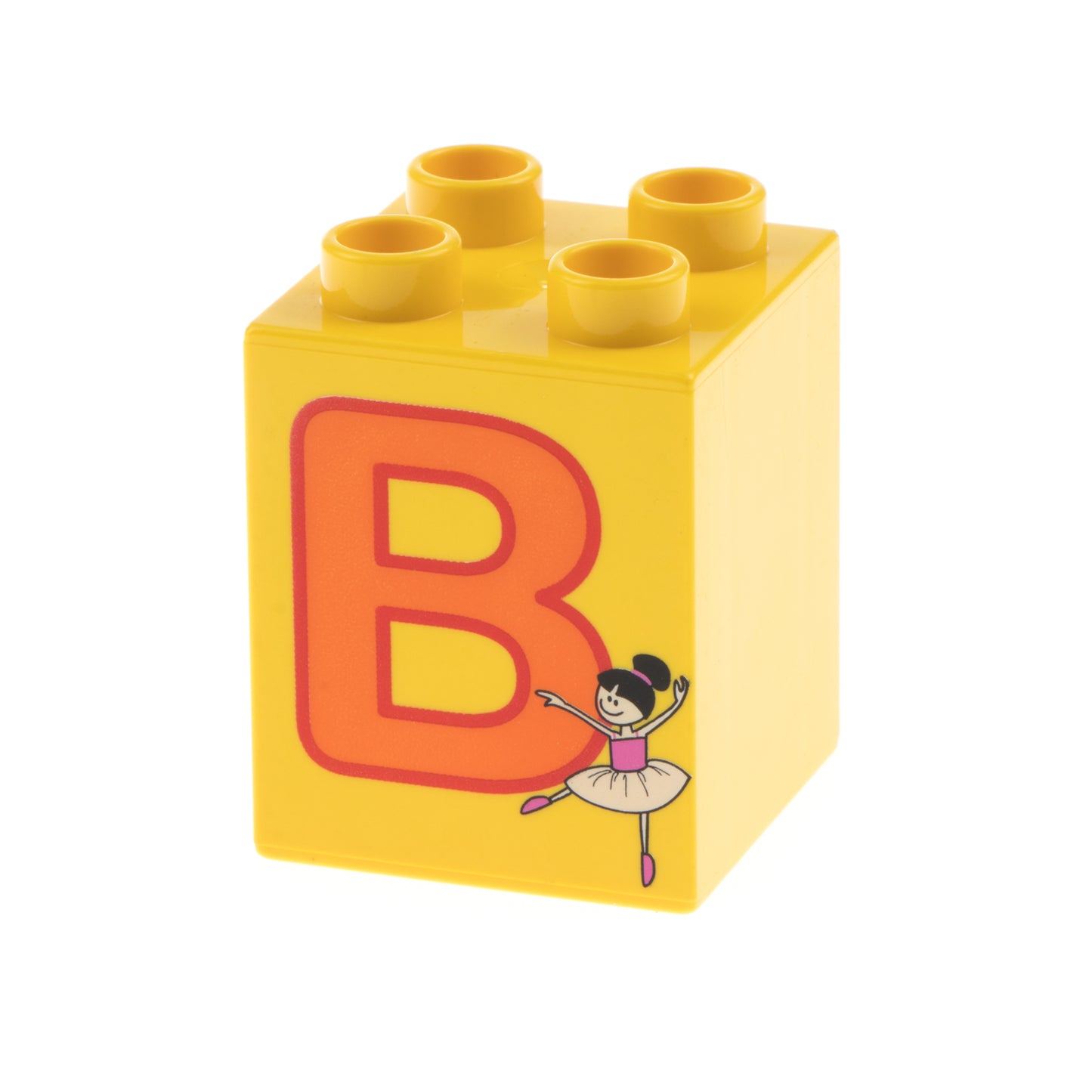 Part 31110pb044 LEGO Duplo, Brick 2 x 2 x 2 with Letter B and Ballerina Pattern - USADO