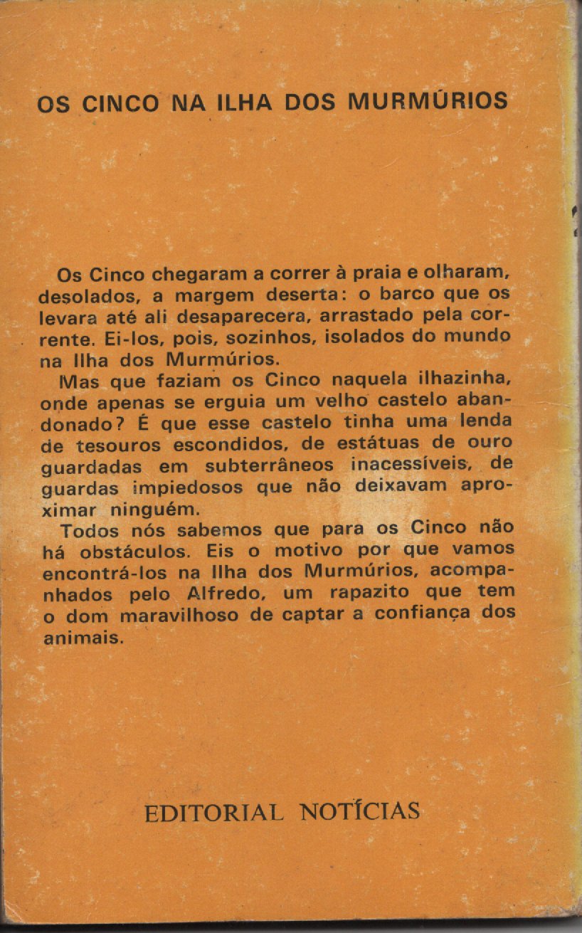 Livro Os Cinco NA ILHA DOS MURMÚRIOS #20 De Enid Blyton (1978)