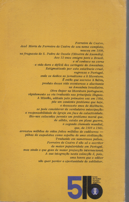 Livro LB5 de Ferreira de Castro  "a missão" - USADO