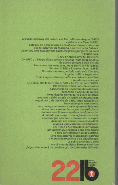 Livro LB22 de GUY DE MAUPASSANT "bel-ami" - USADO