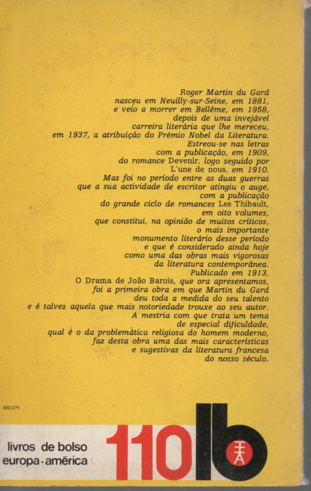 Livro de Roger Martin Du Gard o Drama de JOÃO BARBOIS TEXTO INTEGRAL