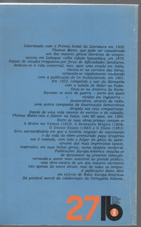 LIVRO DE THOMAS MANN O ELEITO   LB 27 1972