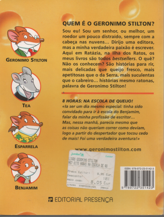 LIVRO 8 HORAS:NA ESCOLA DE QUEIJO Geronimo Stilton #57 - USADO