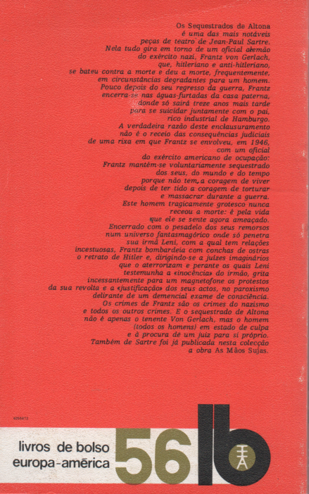 LIVRO CAMILO CASTELO BRANCO "OS SEQUESTRADORES DE ALTONA"  LB 56 1973