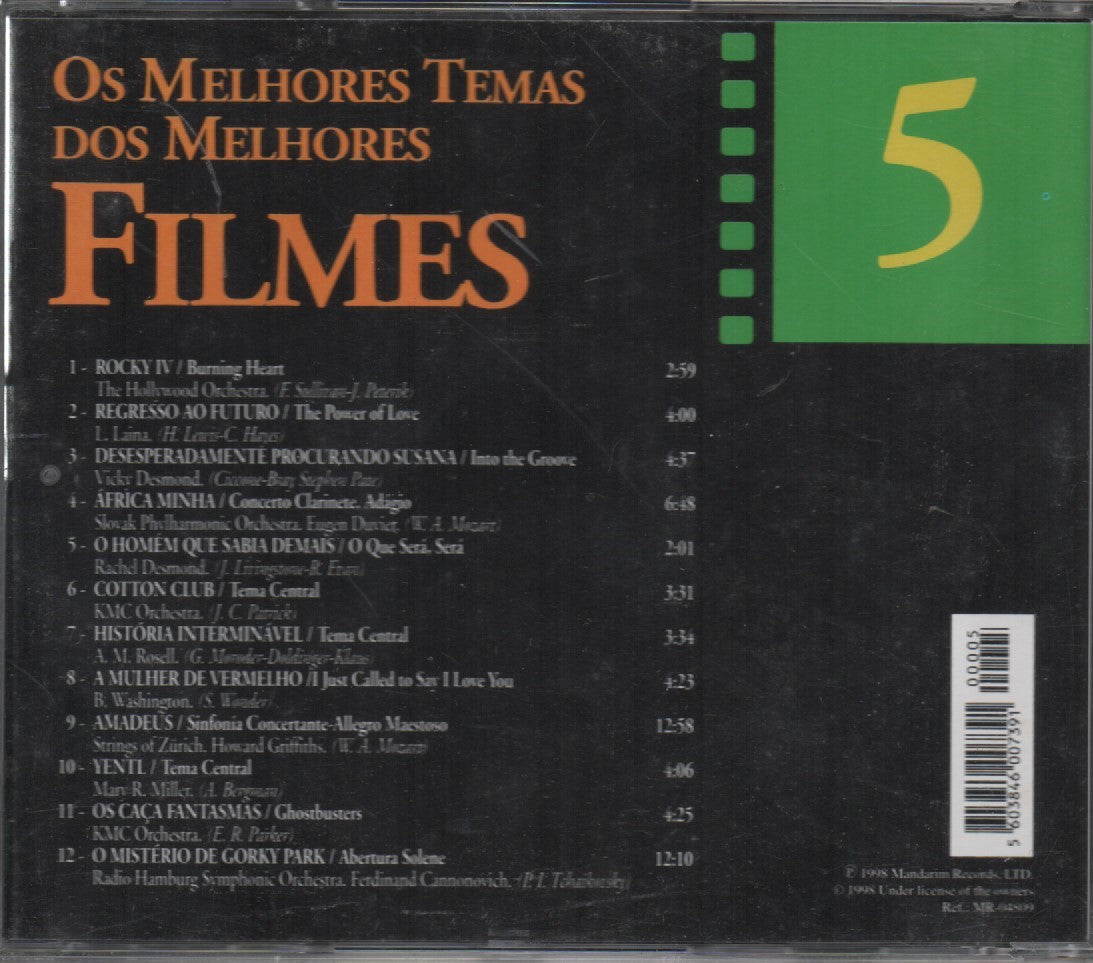 CD - Various – Os Melhores Temas Dos Melhores Filmes 5 - USADO