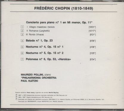 CD - Chopin* – Paul Kletzki – Concierto Para Piano Nº1 Balada Nº1, Nocturnos Nº 4 y 5, Polonesa Nº 6 - USADO