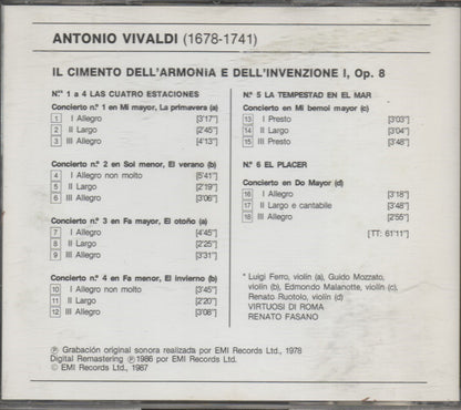 CD - Vivaldi* - Fasano*, Virtuosi Di Roma* – Il Cimento Dell'Armonia E Dell'Invenzione (I): Las Cuatro Estaciones, La Tempetad En El Mar, El Placer - USADO