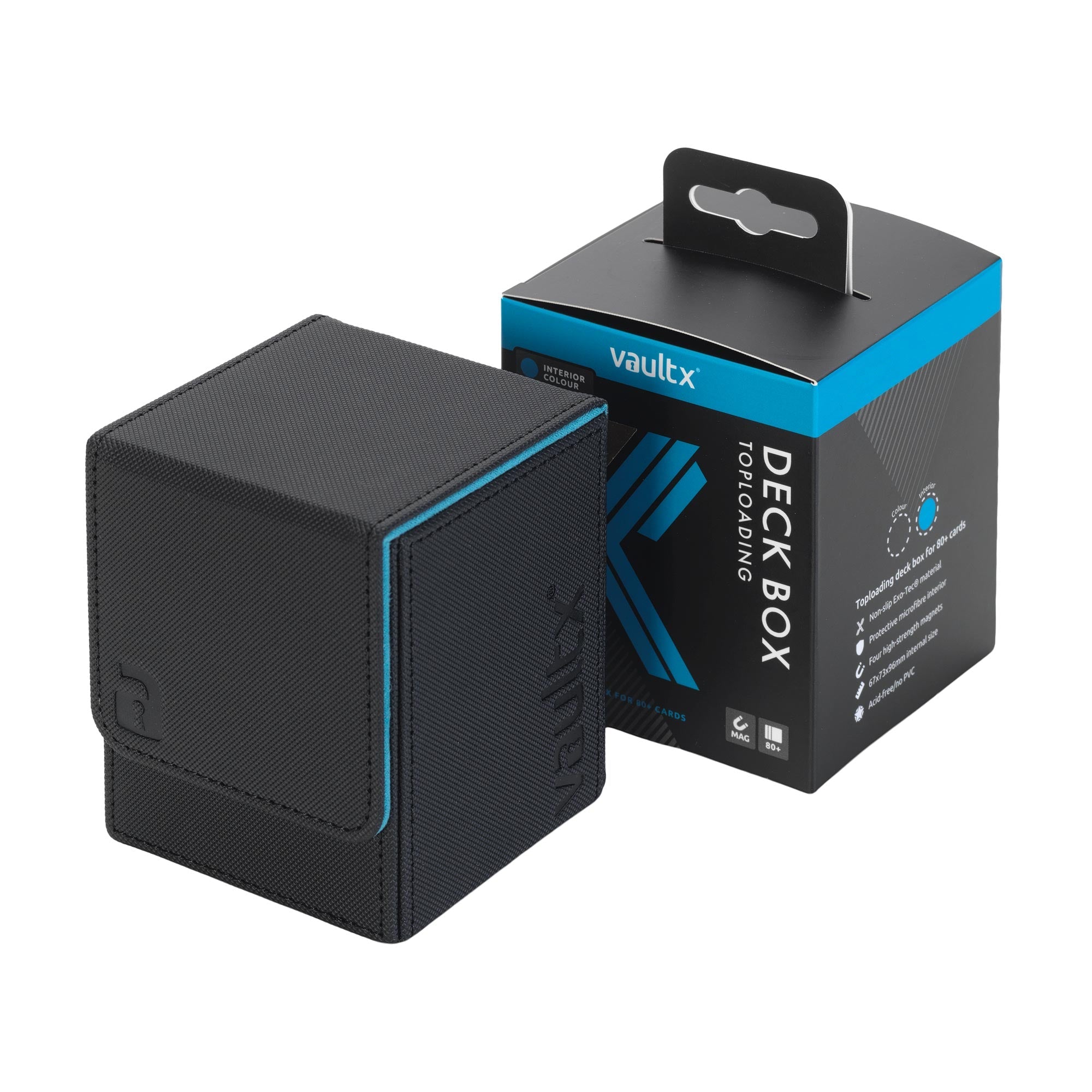 Vault X Exo-Tec® Toploading Deck Box 80+ - Black / Electric Blue