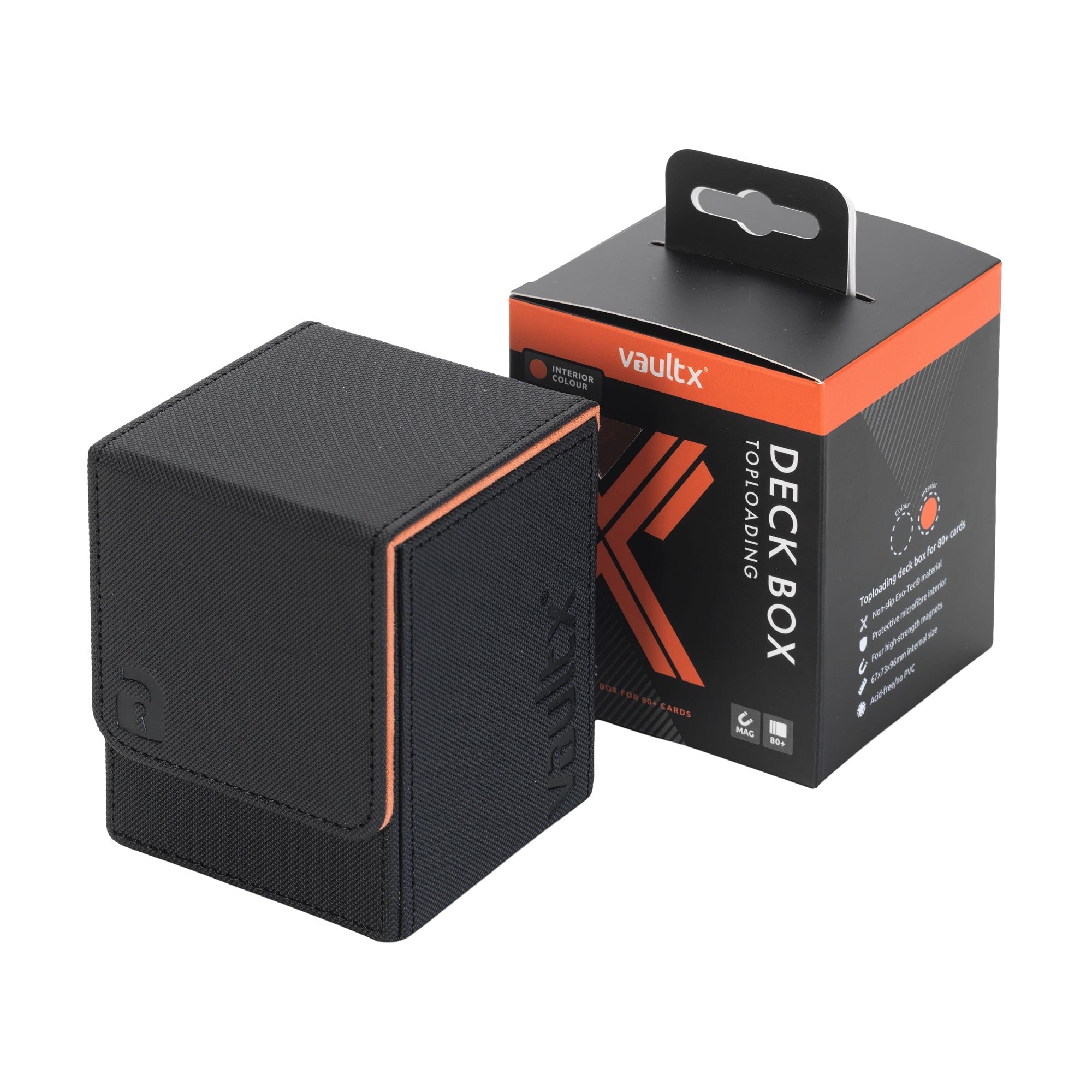 Vault X Exo-Tec® Toploading Deck Box 80+ - Black / Electric Orange