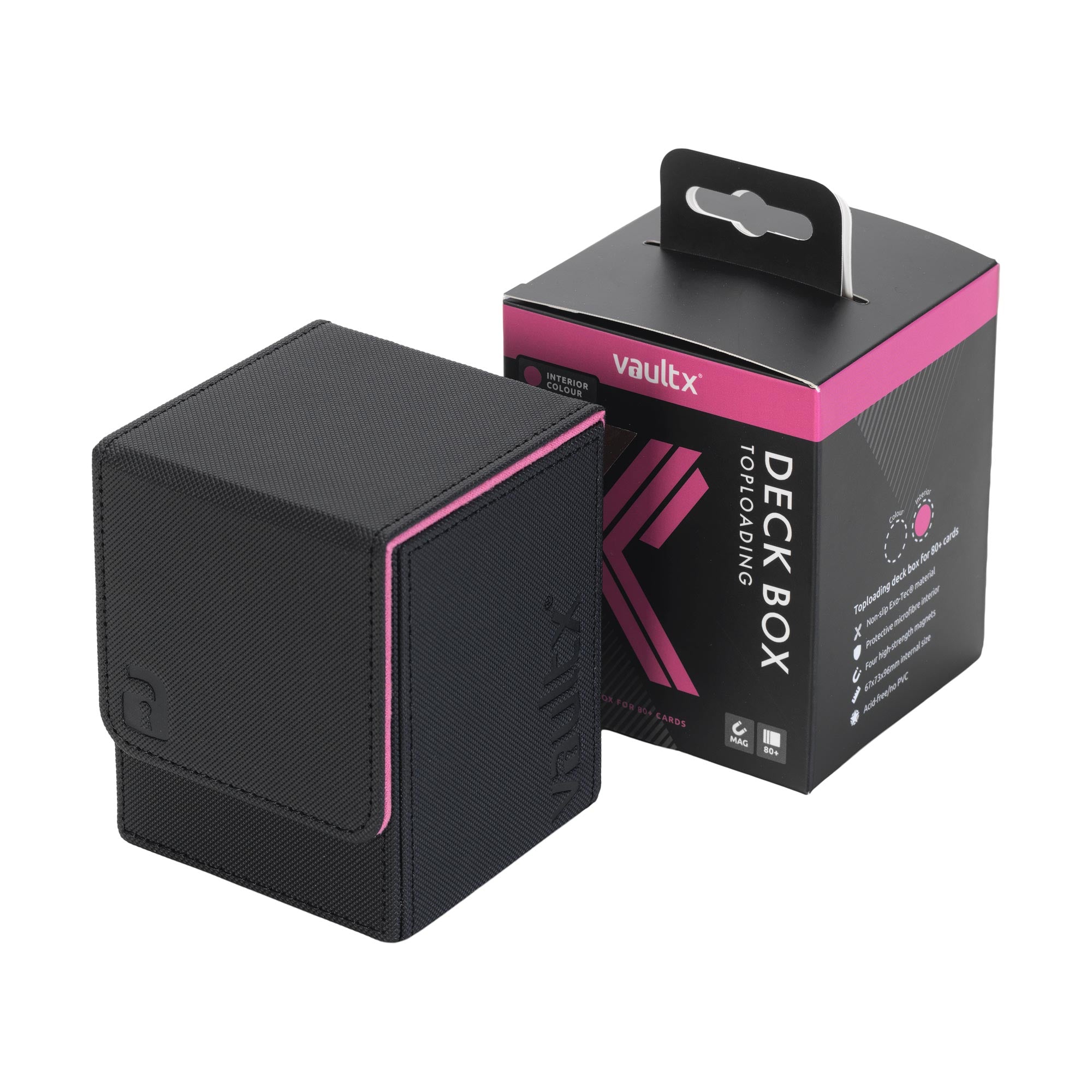 Vault X Exo-Tec® Toploading Deck Box 80+ - Black / Electric Pink