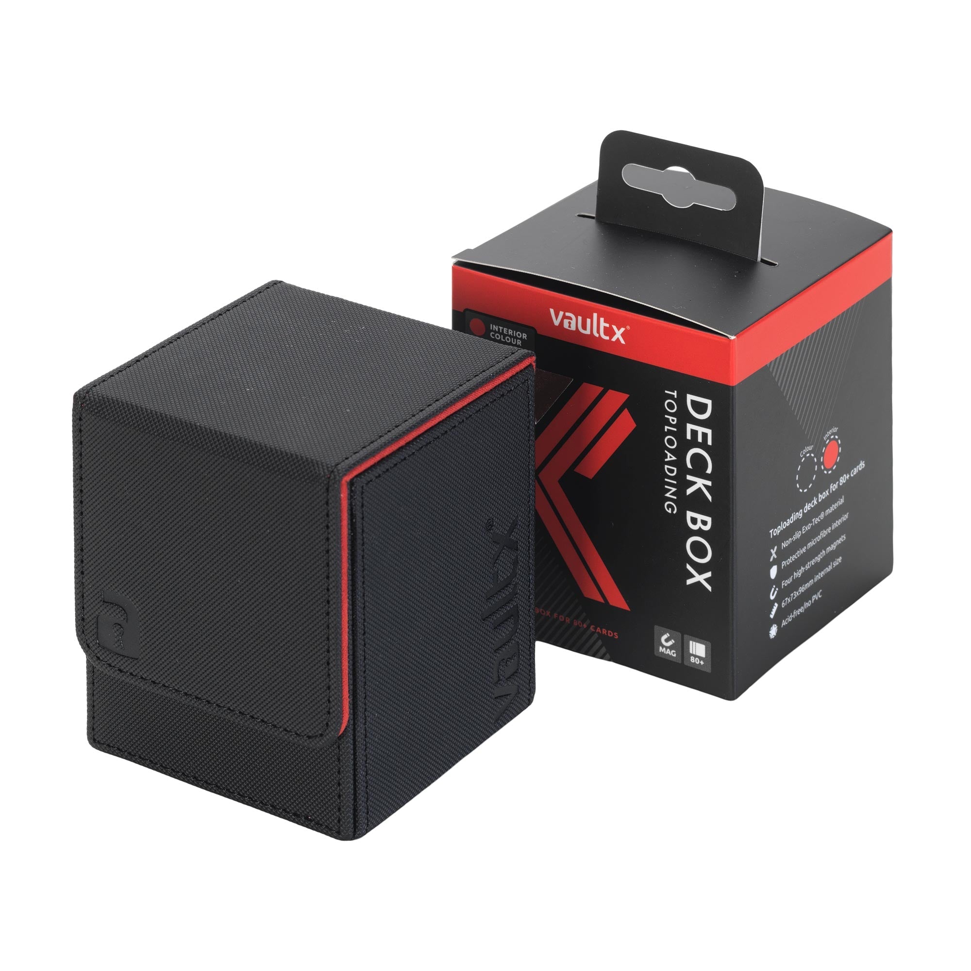 Vault X Exo-Tec® Toploading Deck Box 80+ - Black / Electric Red
