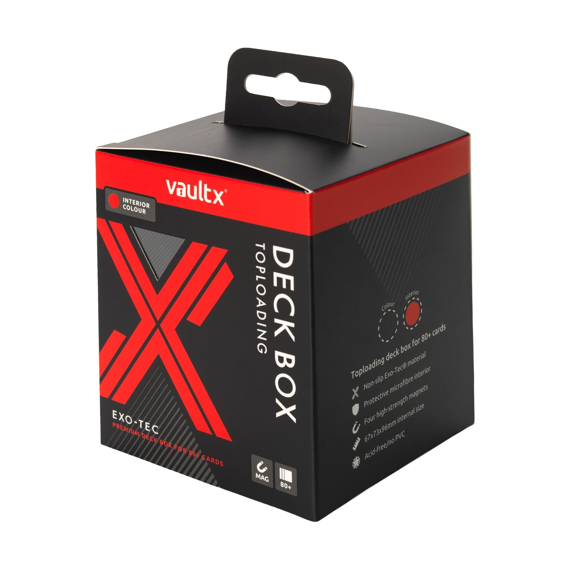Vault X Exo-Tec® Toploading Deck Box 80+ - Black / Electric Red